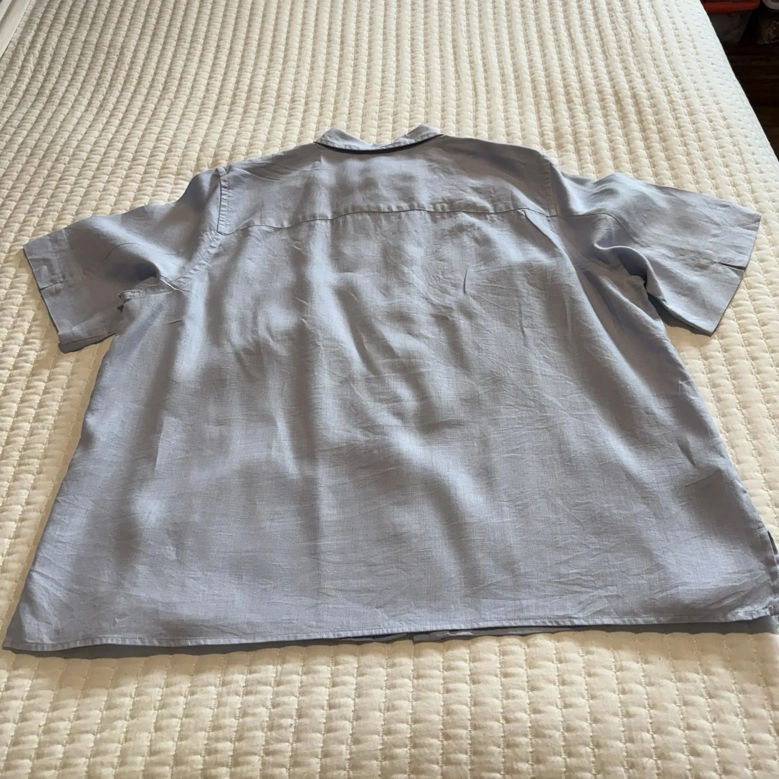 Lauren Ralph Lauren Button Up Collared Short Sleeve Shirt Blue Sz 2X 100% Linen - Image 10