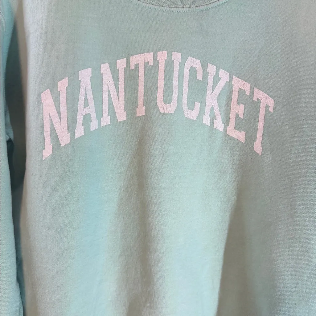 Nantucket Crew Neck Sweatshirt Guava Beach Small Aqua White Green Size undefined - Image 5