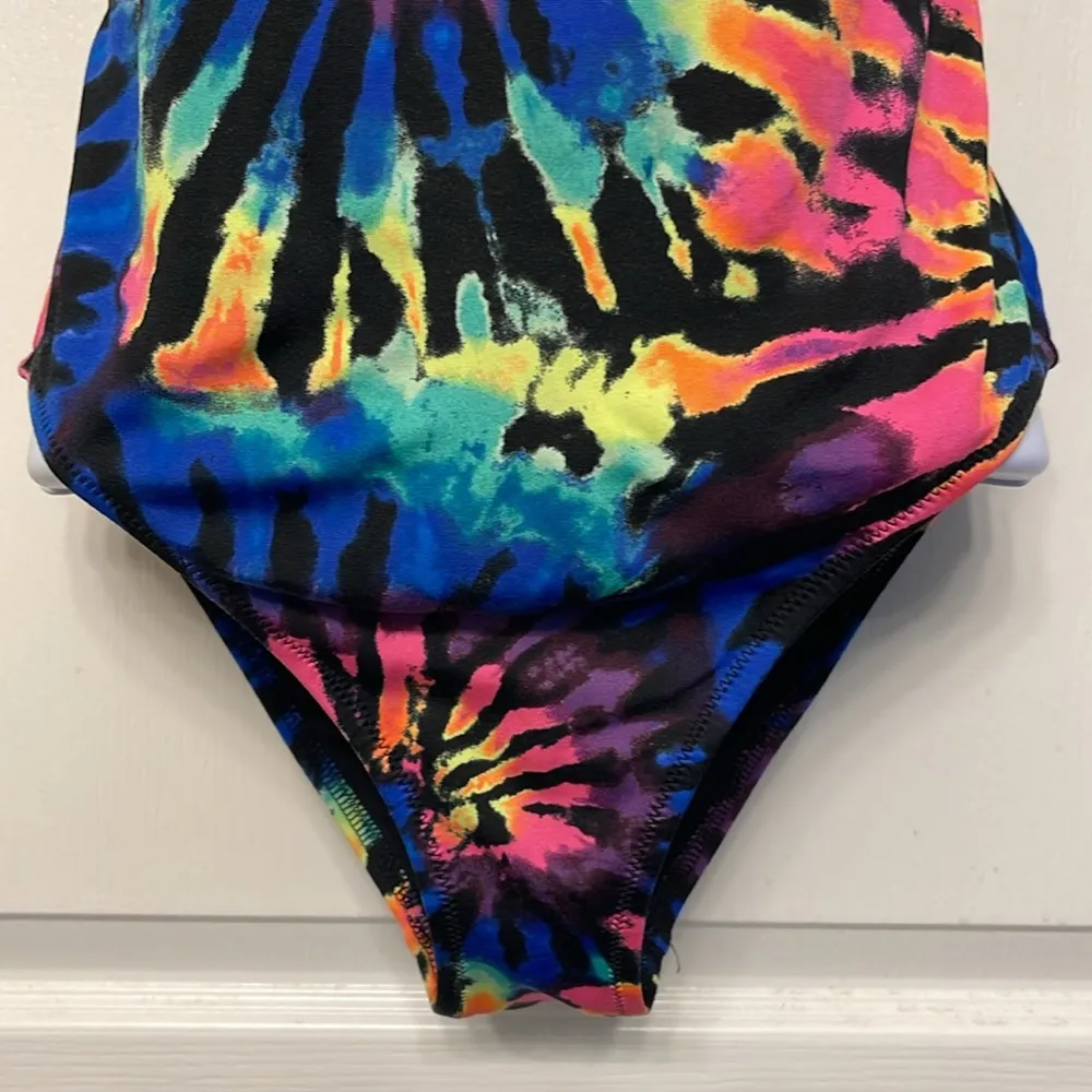 Victoria's Secret PINK ACTIVE Tie-Dye Multicolor Black Swimsuit Size XS EUC - Image 4