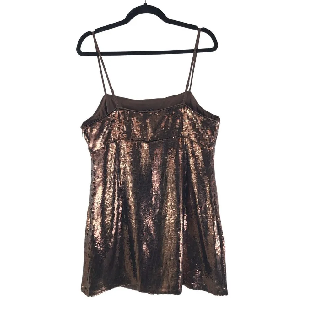 Madewell Womens Sequin Slip Mini Dress Hot Cocoa Brown 14 - Image 4