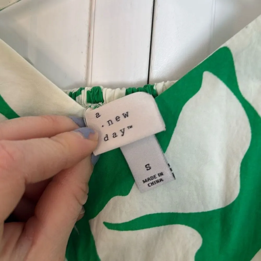 A New Day green floral cross back in pocket midi dress small - Image 5