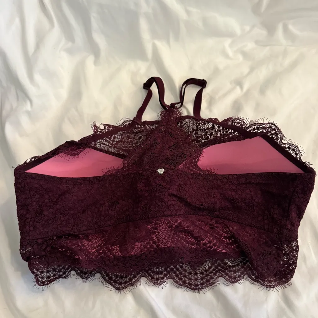 Like New PINK Victoria’s Secret Lace High Neck Push Up Bralette - Image 2