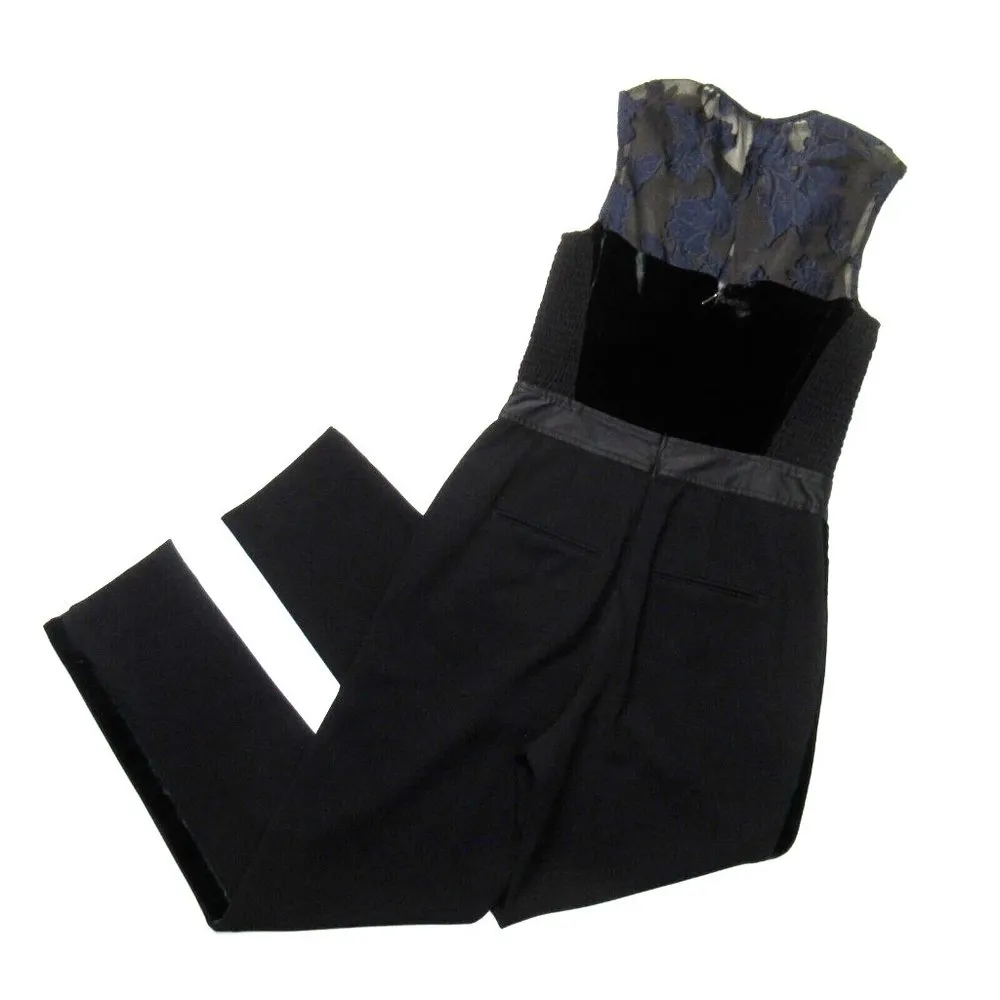 NWT Rebecca Taylor Velvet & Organza Floral Jumpsuit in Dark Violet Black 2 $525 - Image 13