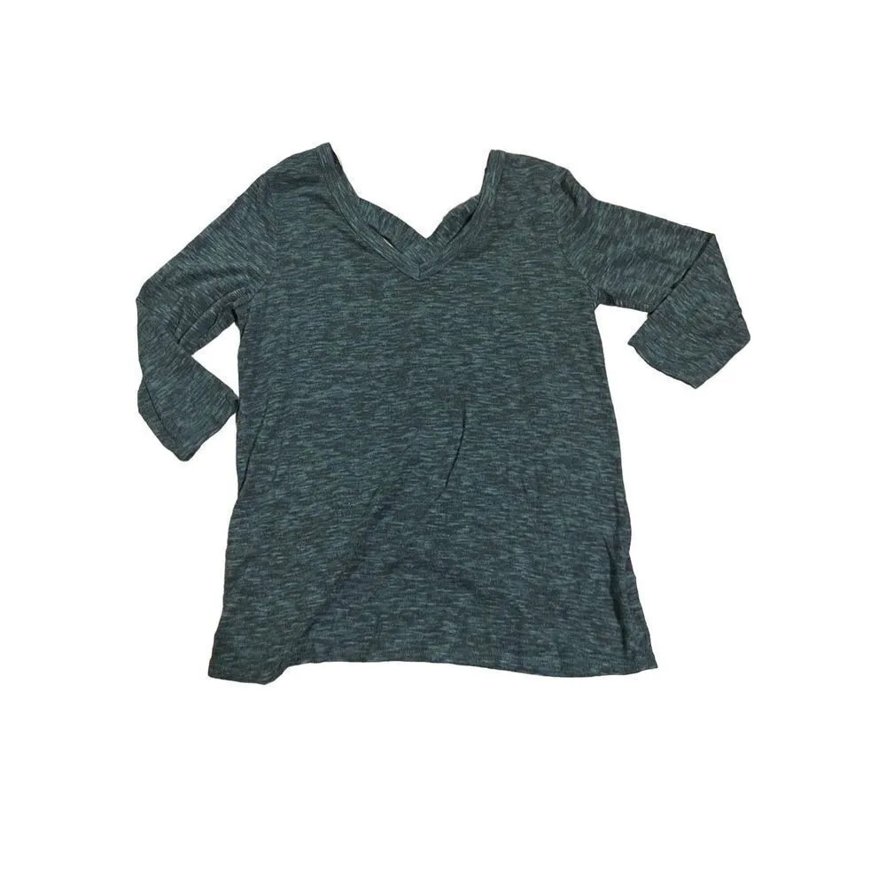 KAILEIGH Dark Green Top Low Cut VNeck Strappy Back 3/4 Sleeves - Image 5