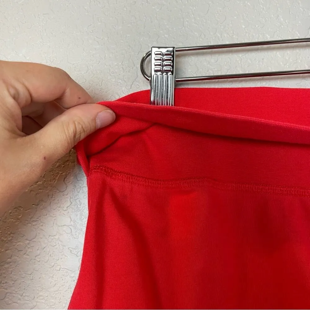 NIKE Low Rise Bright Red/Orange Short Shorts with Rollover Waist Size L - Image 4