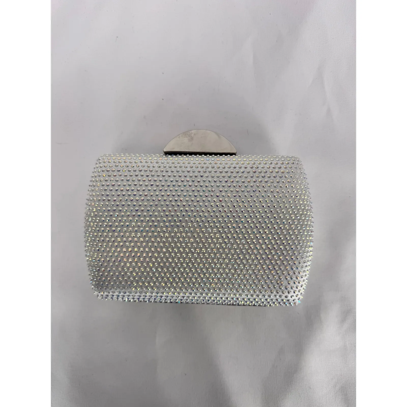Rhinestone Evening Clutch Bag Sparkly‎ Party Prom Bridal Silver - Image 4