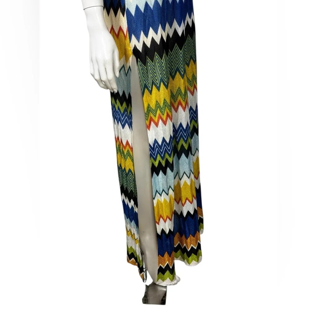 Missoni Mare Beach Jumpsuit Zig Zag Halter Coverup Pant Blue Romper IT44 - Image 4