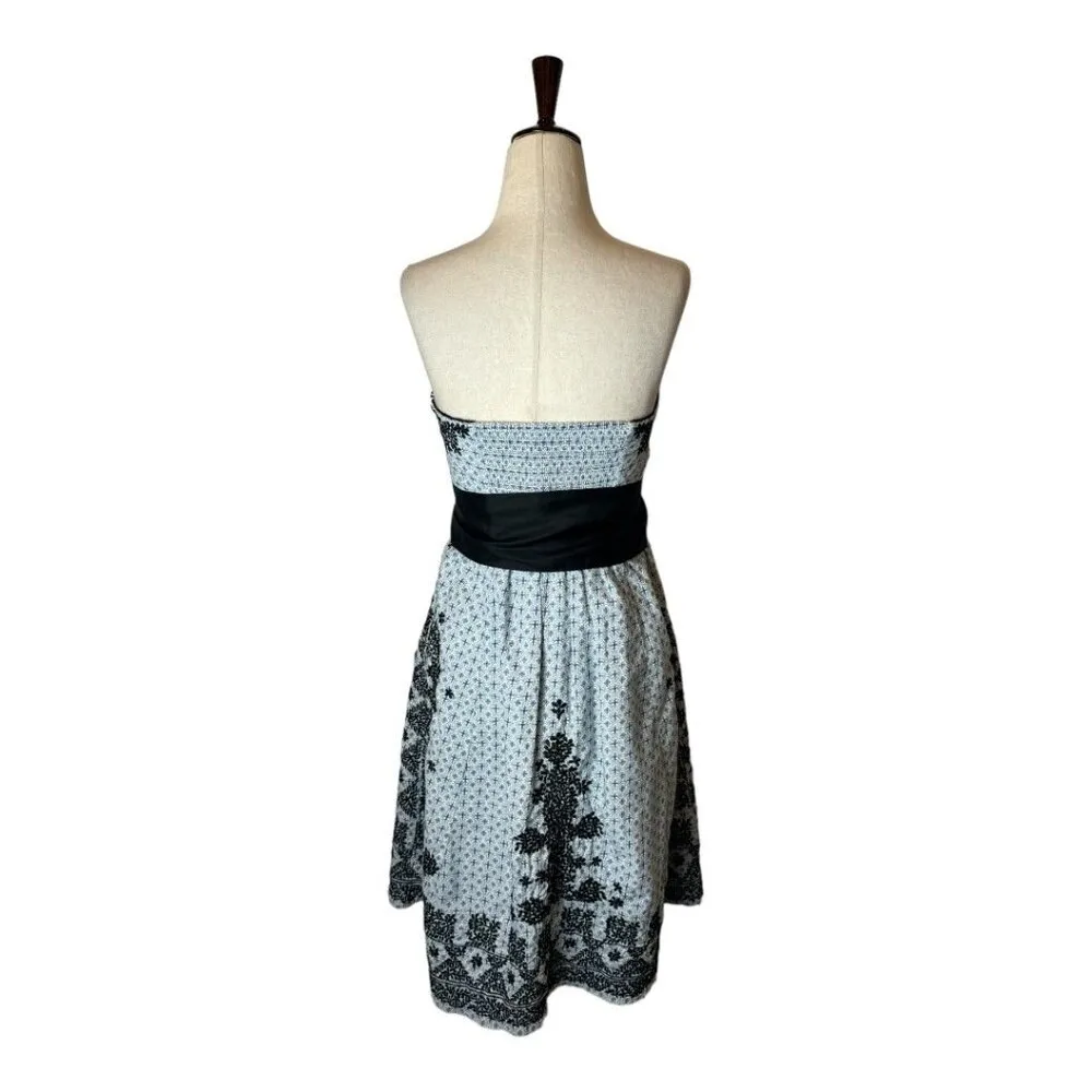 Anthropologie Moulinette Soeurs Dress Women 2 Blue Embroidered Strapless Elysian - Image 3