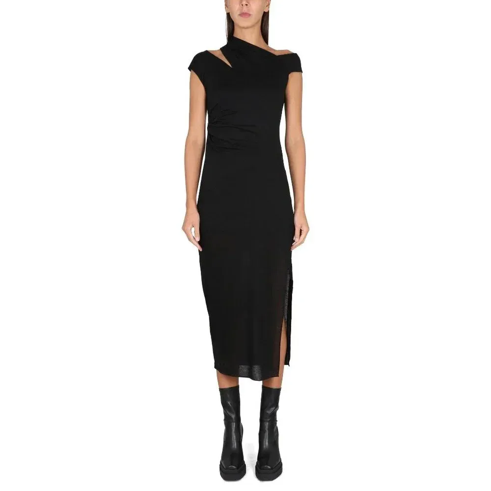 Helmut Lang Asymmetrical Maxi Dress in Basalt Black XSmall New Womens Jersey - Image 15