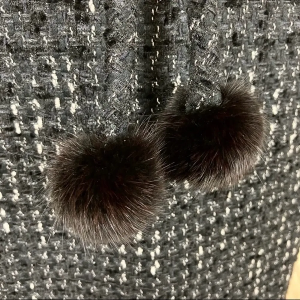 ESCADA Tweed and Mink Skirt Suit Black Size undefined - Image 10