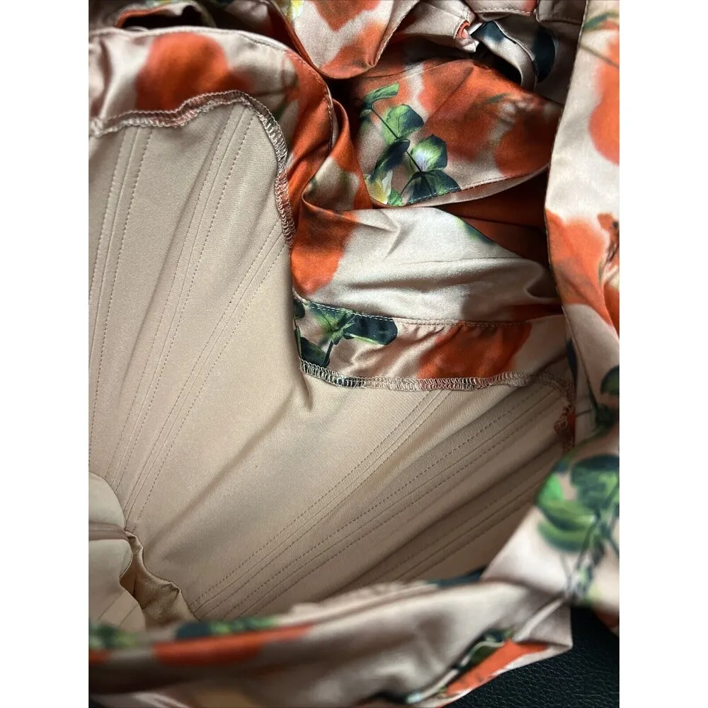 Toira floral Satin Corset Mini dress Rose Print Valentine’s Day XS - Image 7