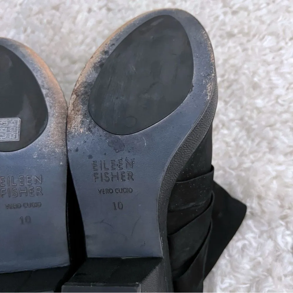 EILEEN FISHER  Black Suede Closed Toe Mules Platform Slingbacks Women's Size 10 - Image 7