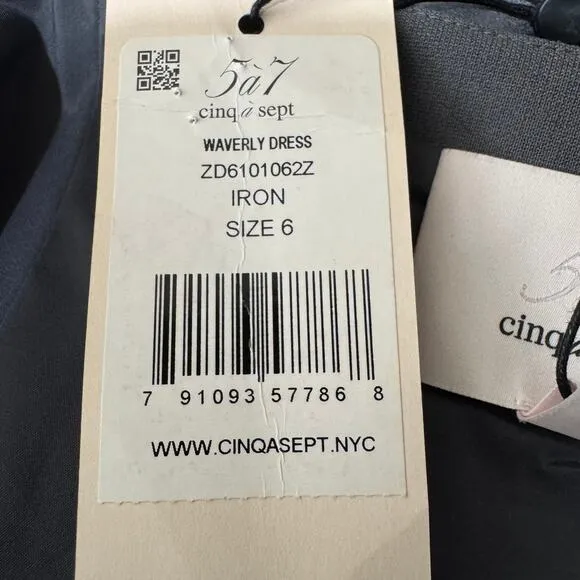 Cinq a Sept Waverly Dress Iron Gray Silk Blend Sleeveless Knot Mini Size 6 NWT - Image 10