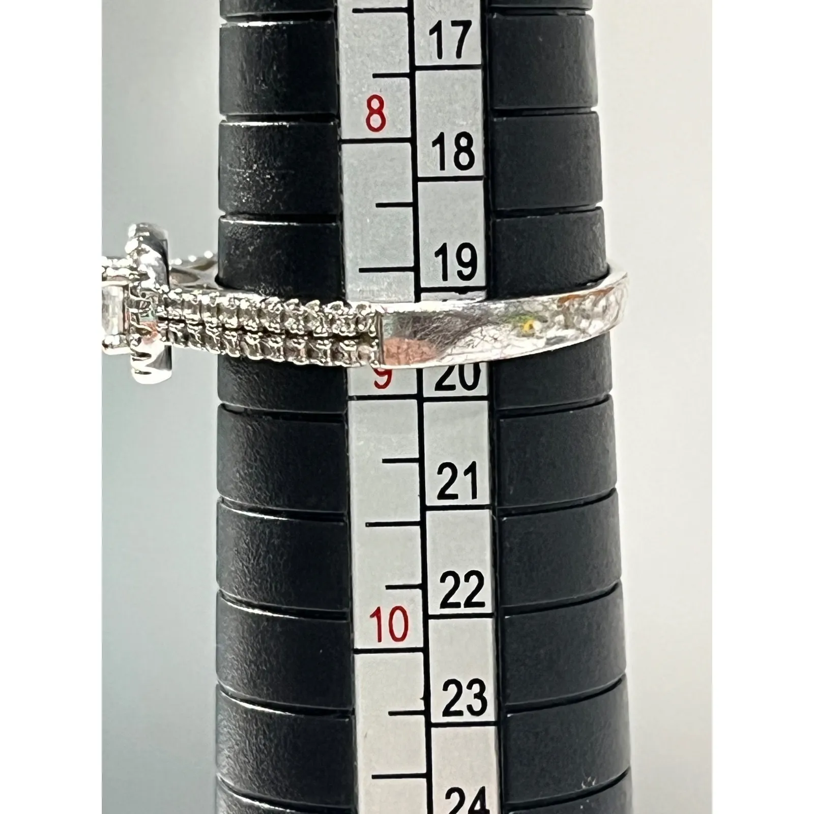 Halo Ring Round Cut Cubic Zirconia Silver tone Size 9 - Image 3