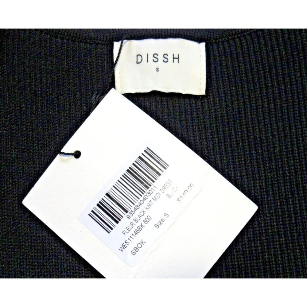 NWT DISSH Fleur Midi in Black Stretch Ribbed Knit Tank Dress S - Image 4