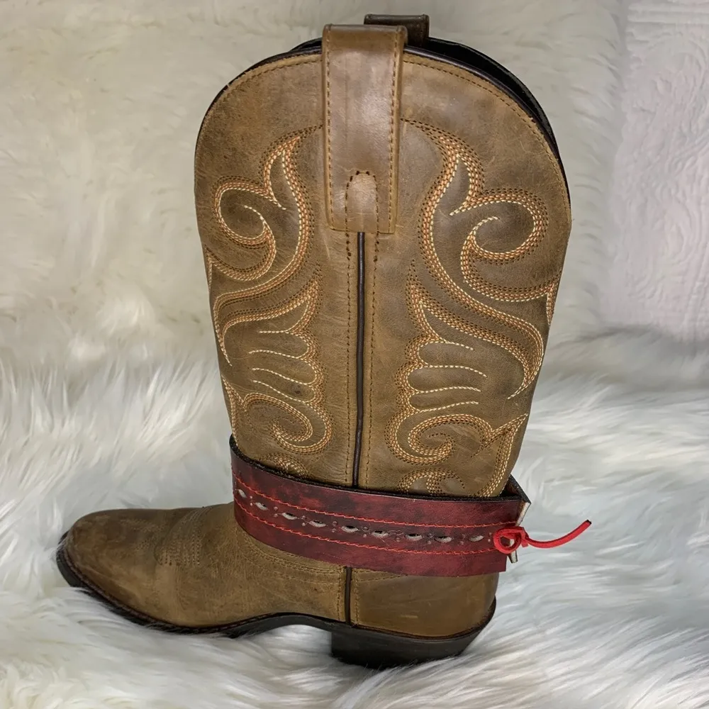 Handmade Removable Women’s Boot Bands/Cuffs Red - Image 4