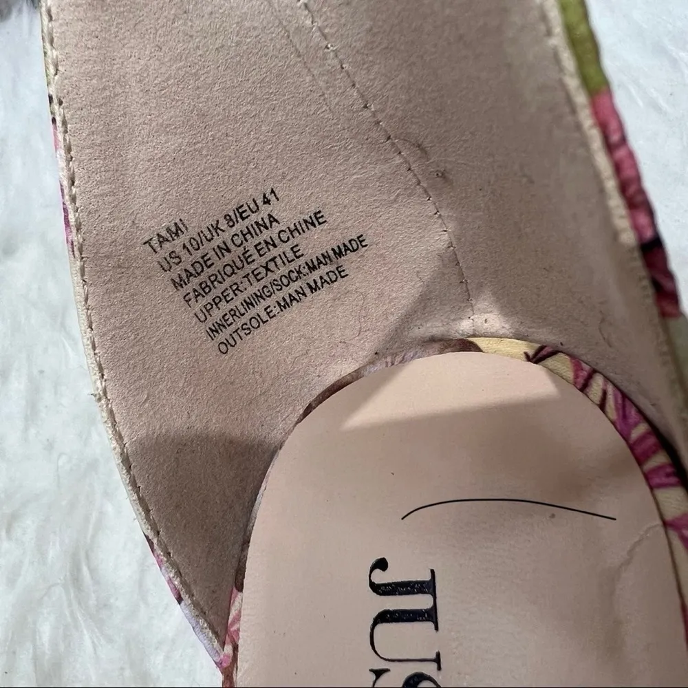 JustFab  Tami Sandal Yellow Floral Ankle Strap Sandals 10 - Image 11