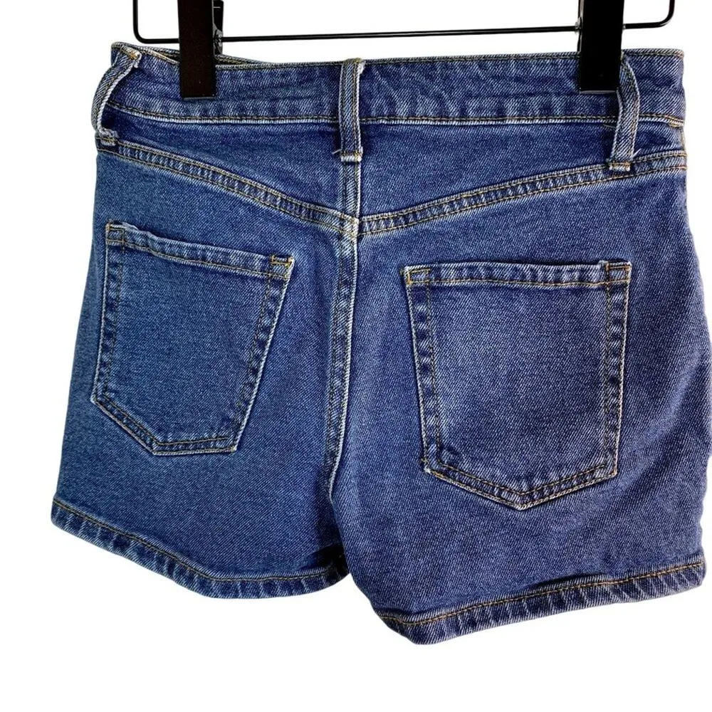 WILD FABLE Women's 90S‎ Highest Rise Yoke Front Jean Shorts Medium Wash Sz 00 - Image 3