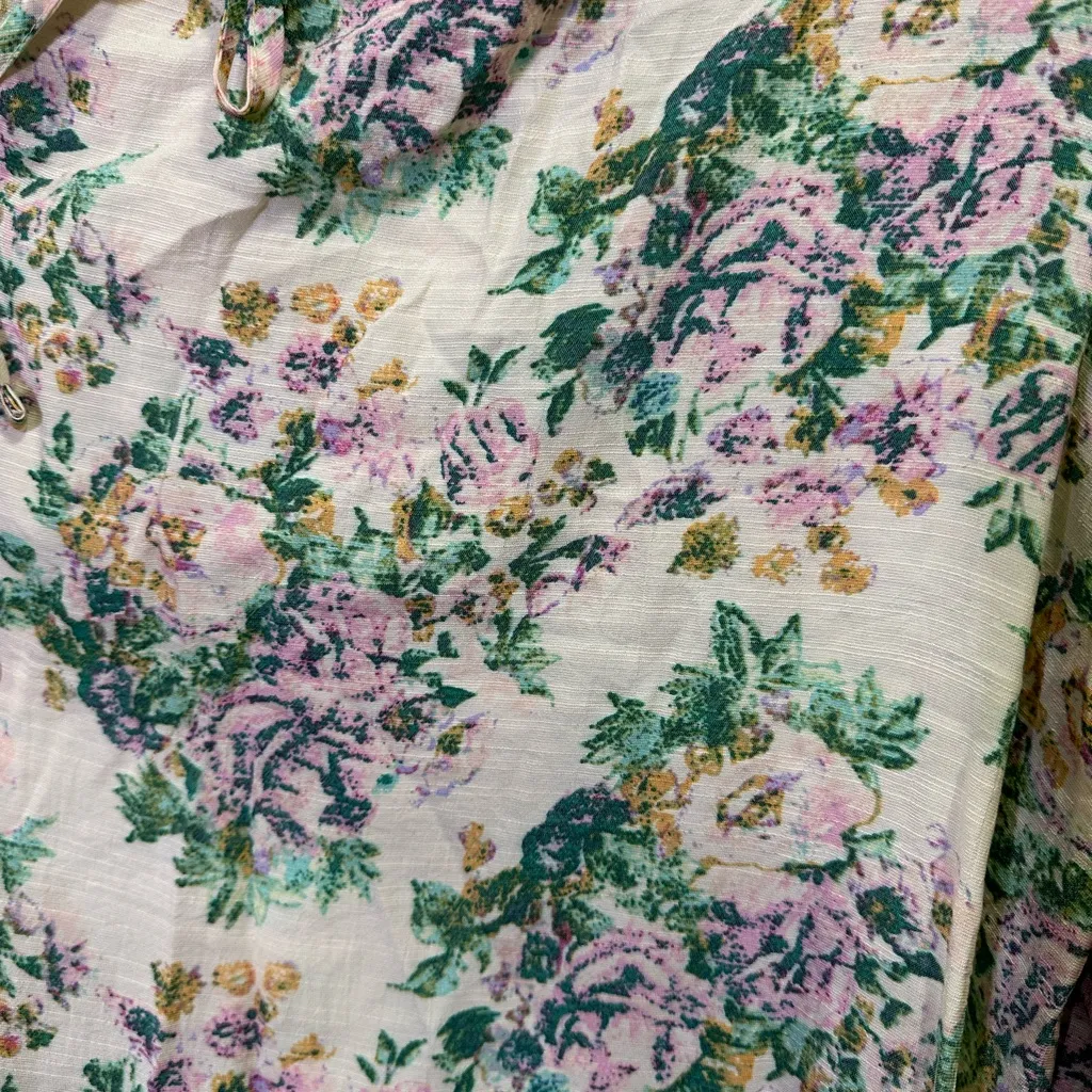 LC Lauren Conrad Floral Blouse Sz 2X 3/4 Length Sleeves Tie Neck Ruffle Shoulder - Image 5