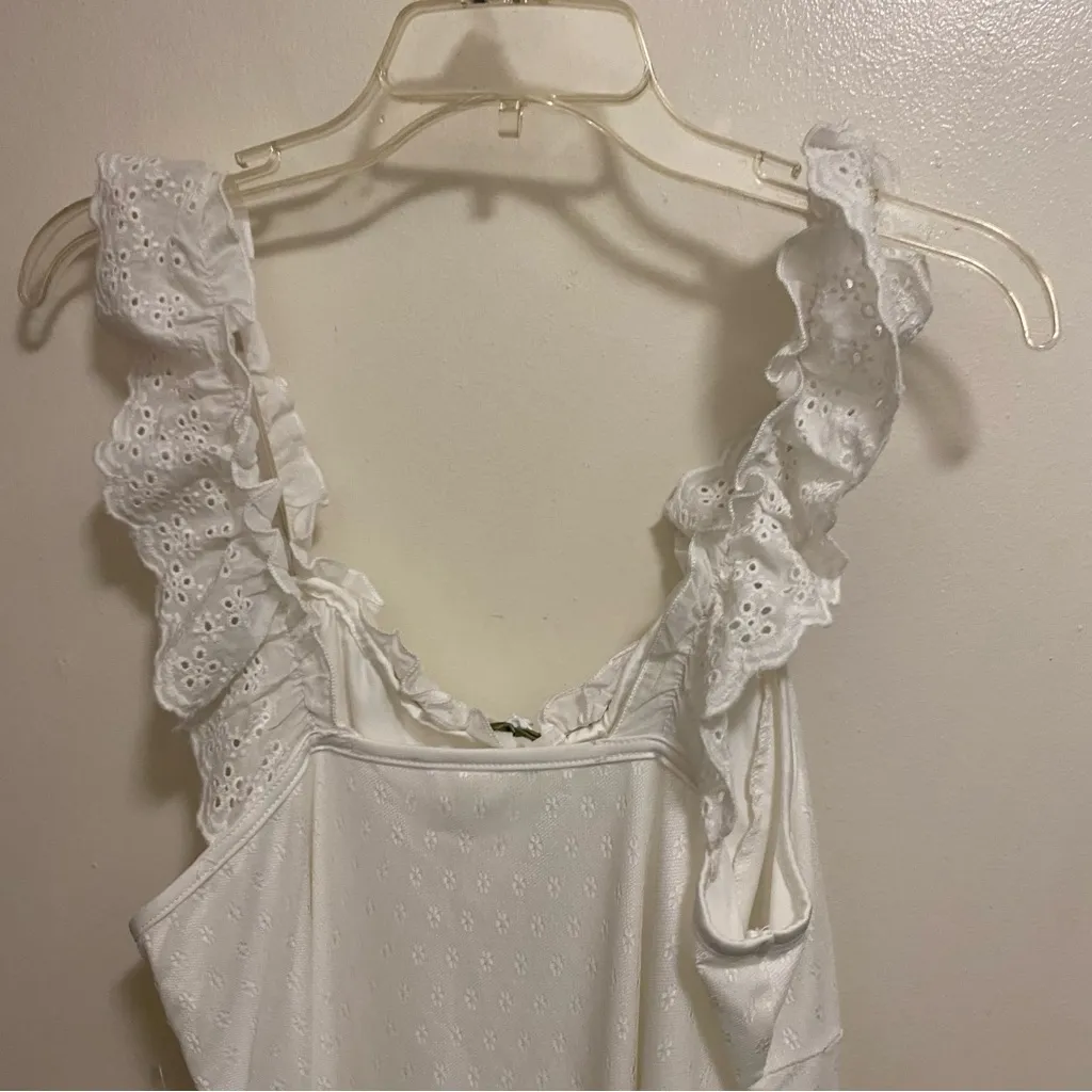 Cider Womens Mini Tank Dress Plus Size OXL 12 14 White Textured & Eyelet NWT New - Image 9