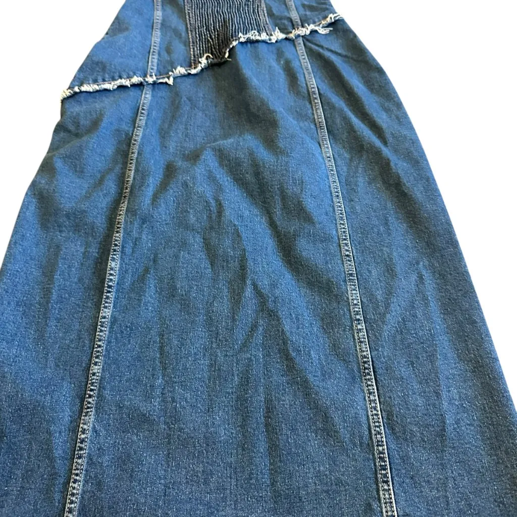 Zara Strapless Denim Dress Midi Length High Slit Rare Stretch Size Large Women's - Image 10