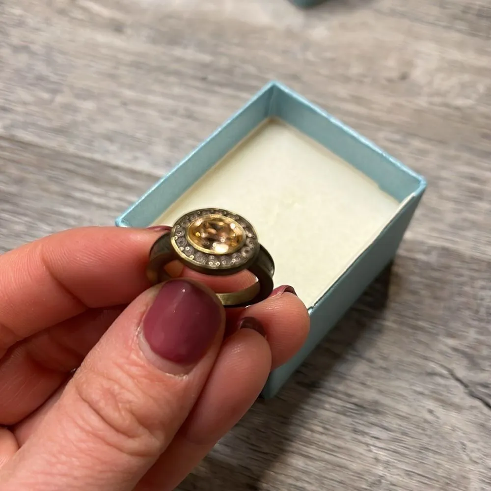 Touchstone Crystal by swarovski Sonoma rose gold bronze halo jewelry ring size 6 Pink - Image 4