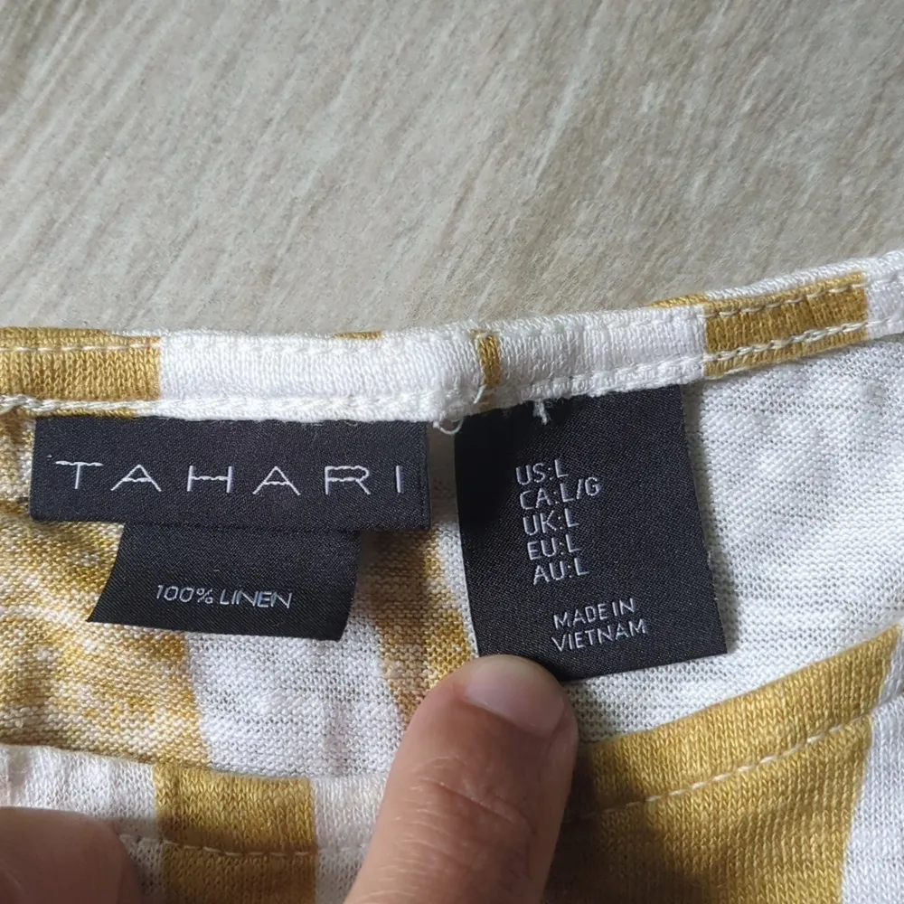 Tahari Linen Tiger Print Cap Sleeve Top - Image 10