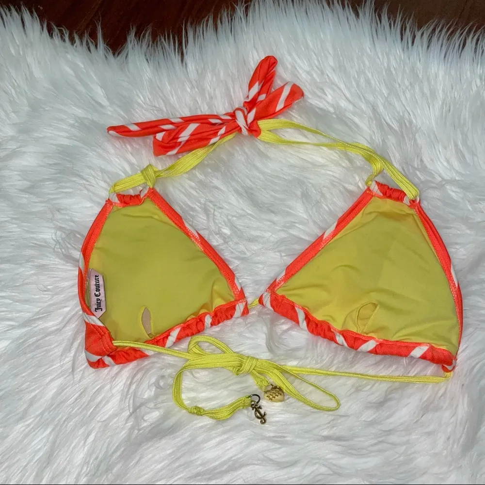 Vintage  Neon String Bikini Top Orange Yellow Size Large - Image 2