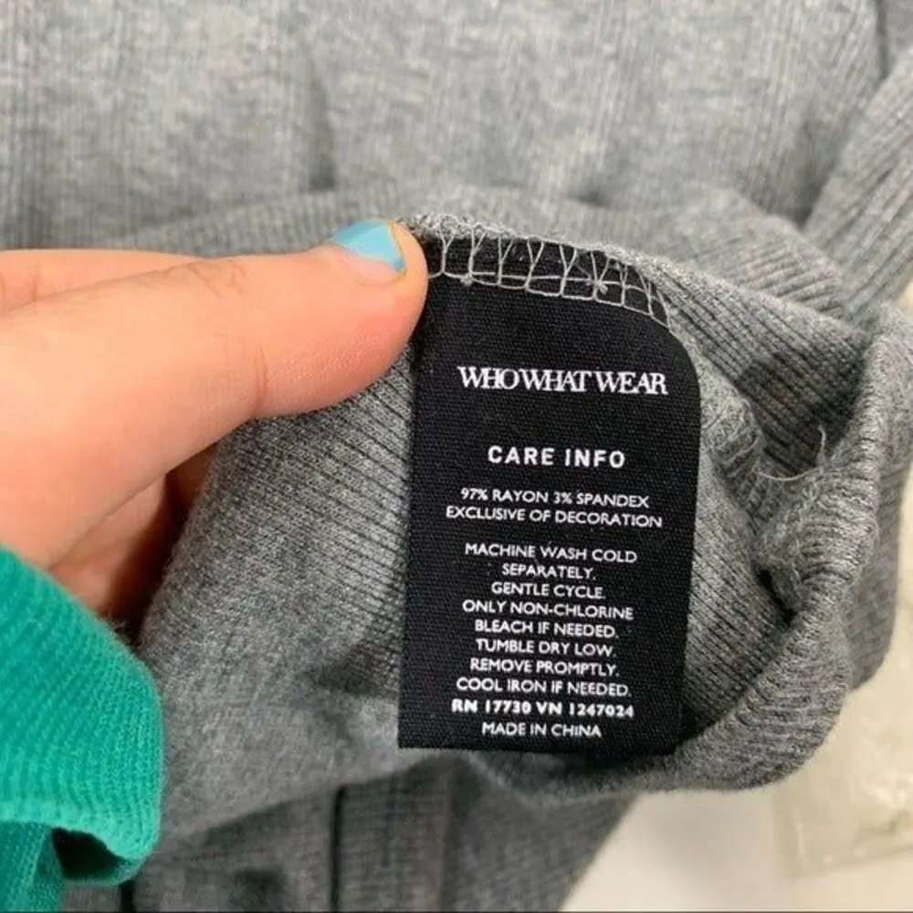 Who What Wear Women’s Size XXL Grey Ribbed Long Sleeve V Neck Ribbed Top - Image 8