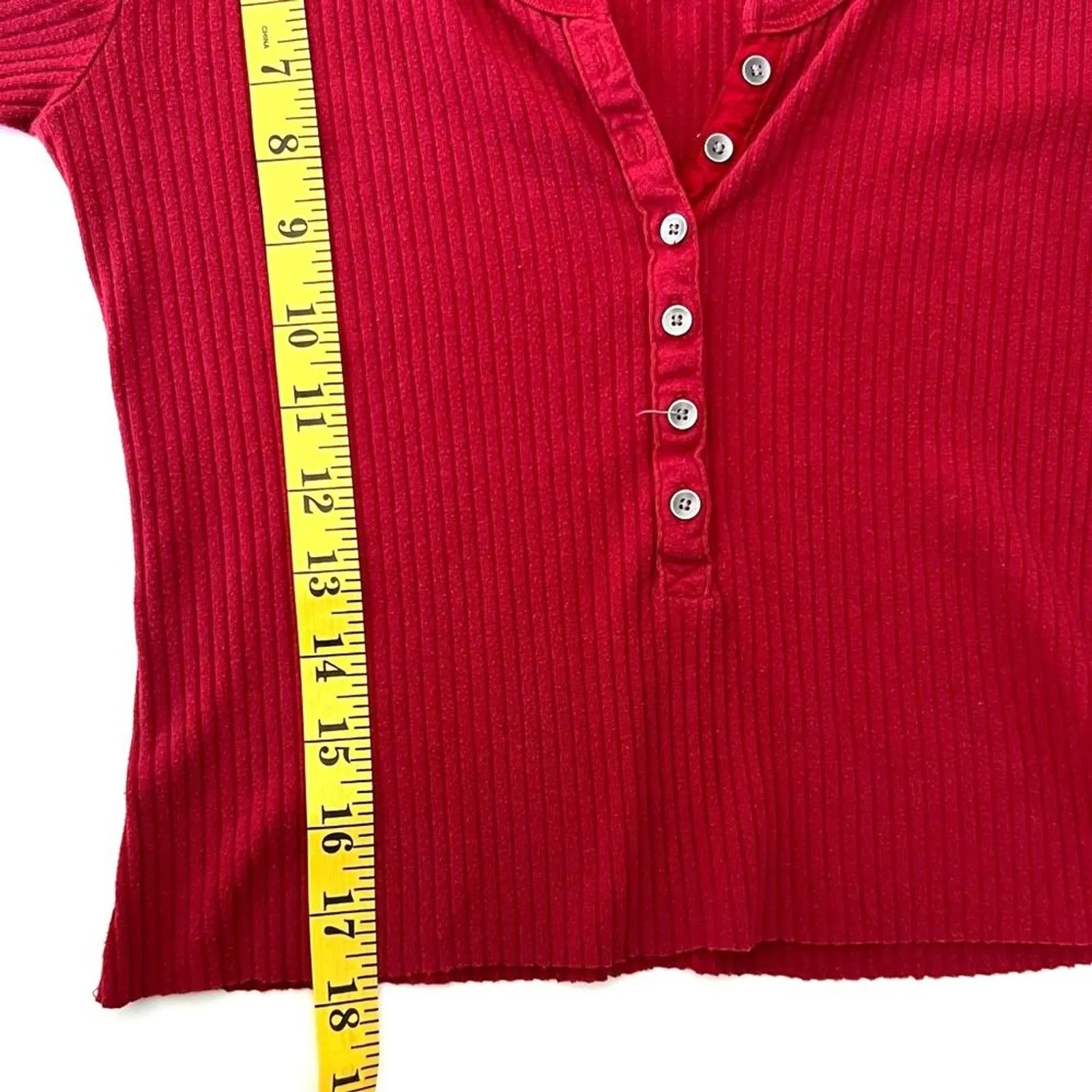 Abercrombie Fitch Y2K Ribbed Henley Top Size S Cropped Elena Gilbert Bella Swan - Image 4