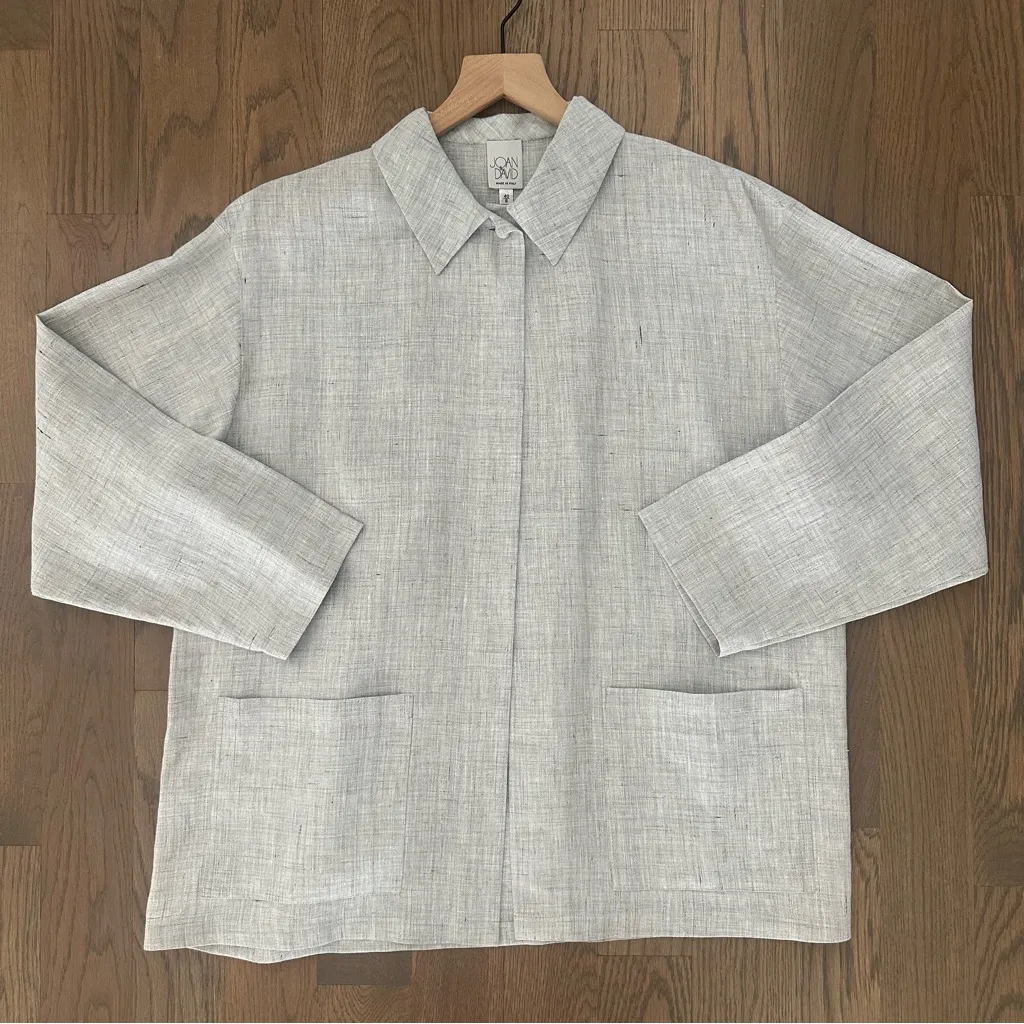 Vintage Single Button 100% Linen Chore Jacket in Heather Grey Blue 6 / Medium - Image 1