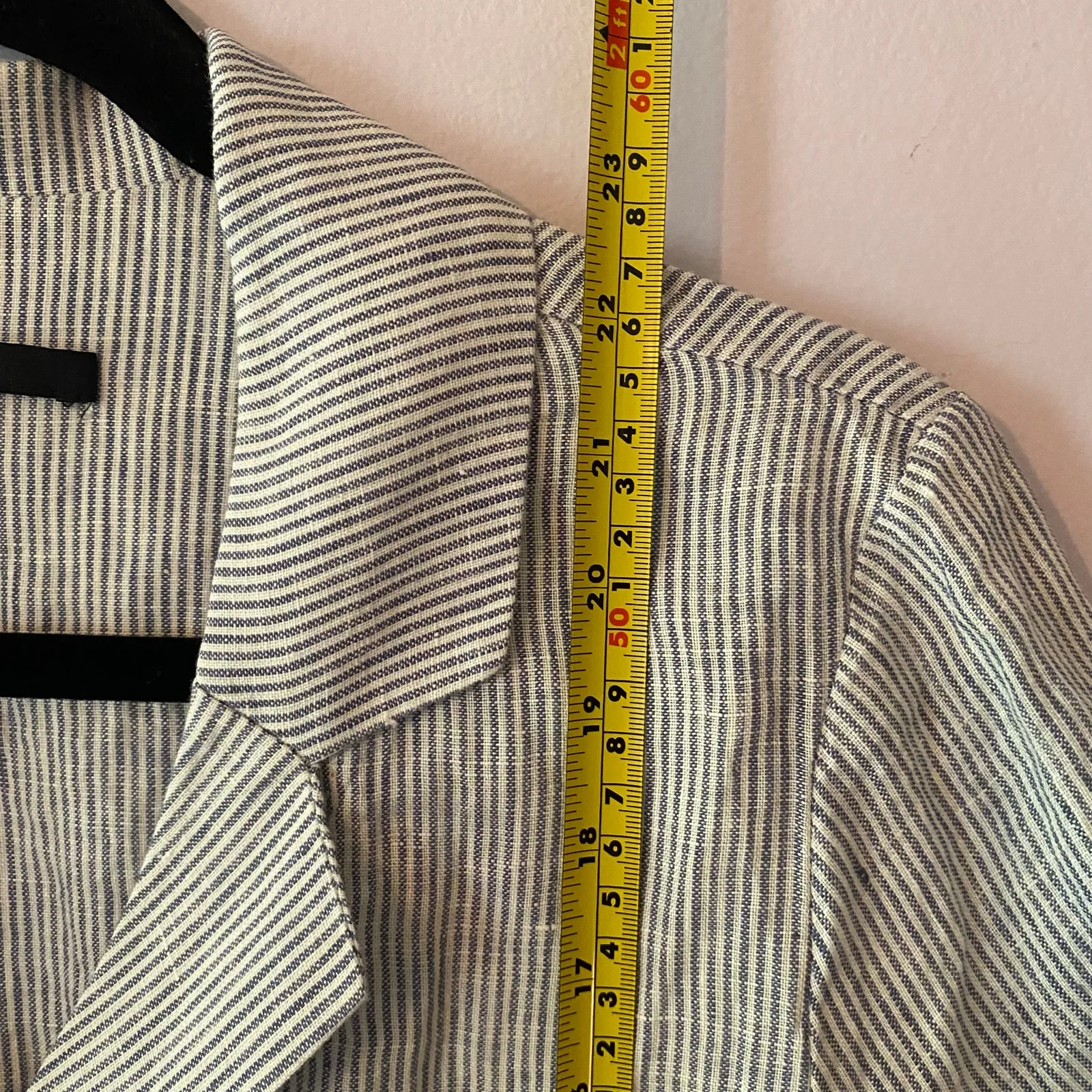 Quince Blue White Stripe Button Down Short Sleeve Blouse 100% Linen Women Small - Image 9