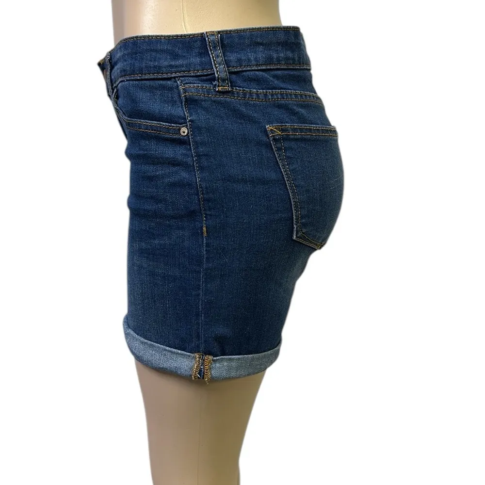 Gap Stretch Denim Cuffed 5 Pocket Mid Rise Medium Wash Blue Jean Shorts Womens 4 - Image 4