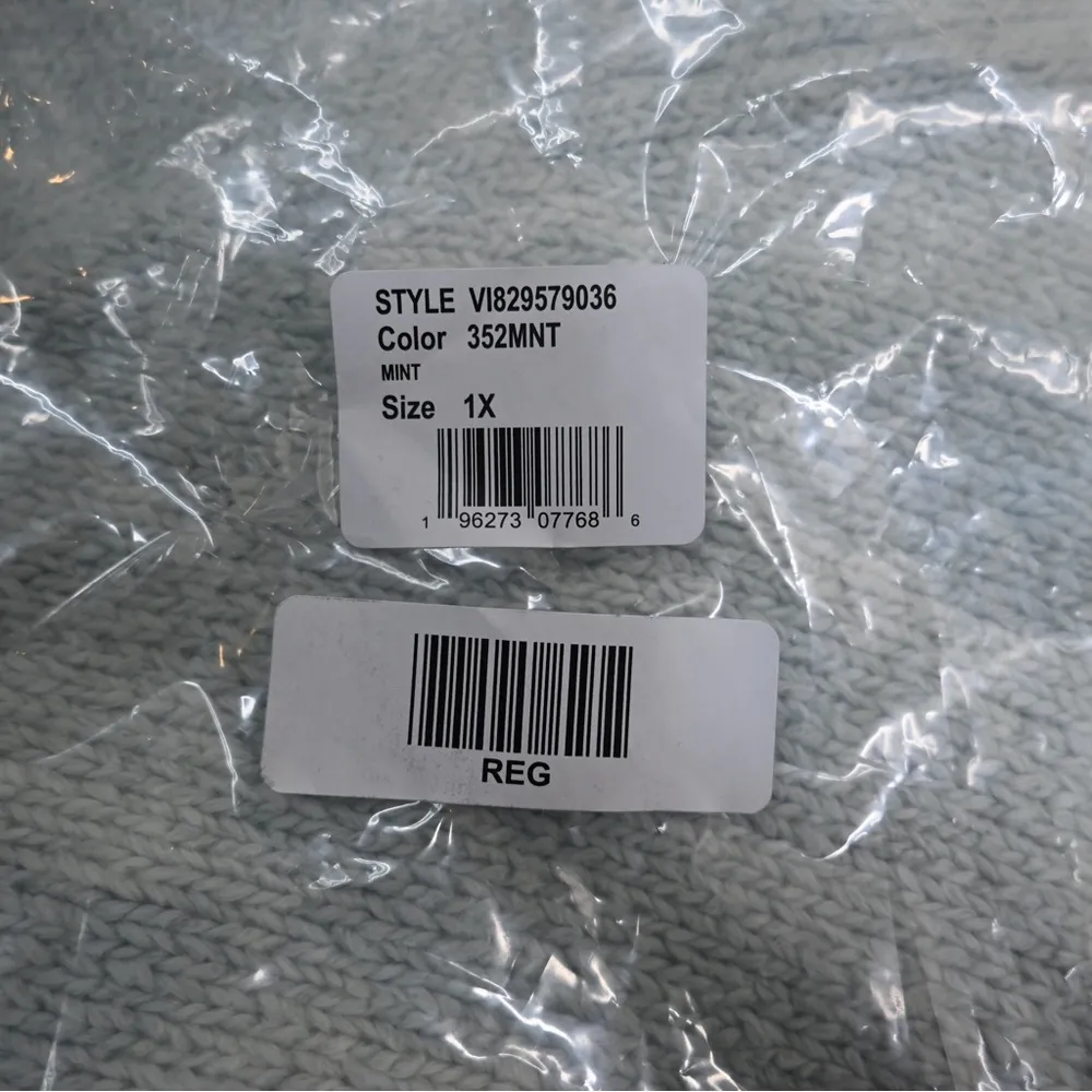 Vince Womens 1X Crewneck Organic Cotton Blend Pebbled Sweater in Mint NEW - Image 12