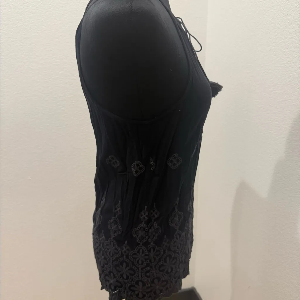 LoveStitch Small Black Embroidered Halter Top - Image 2