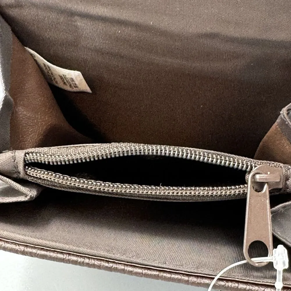 Treviso Brown Double Snap Closure Womens Wallet Credit Card Zipper Coin Bifold Size 0 - Image 8