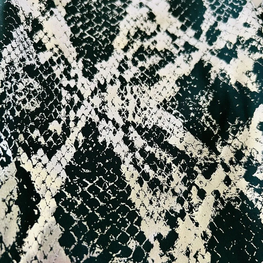 CARBON38 Green Metallic Silver Snake Animal Print High Rise Leggings - Image 4