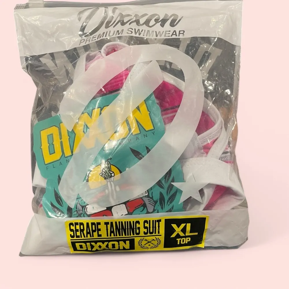 DIXXON NWT pink stripe Serape tanning suit bikini top XL mix and match - Image 3