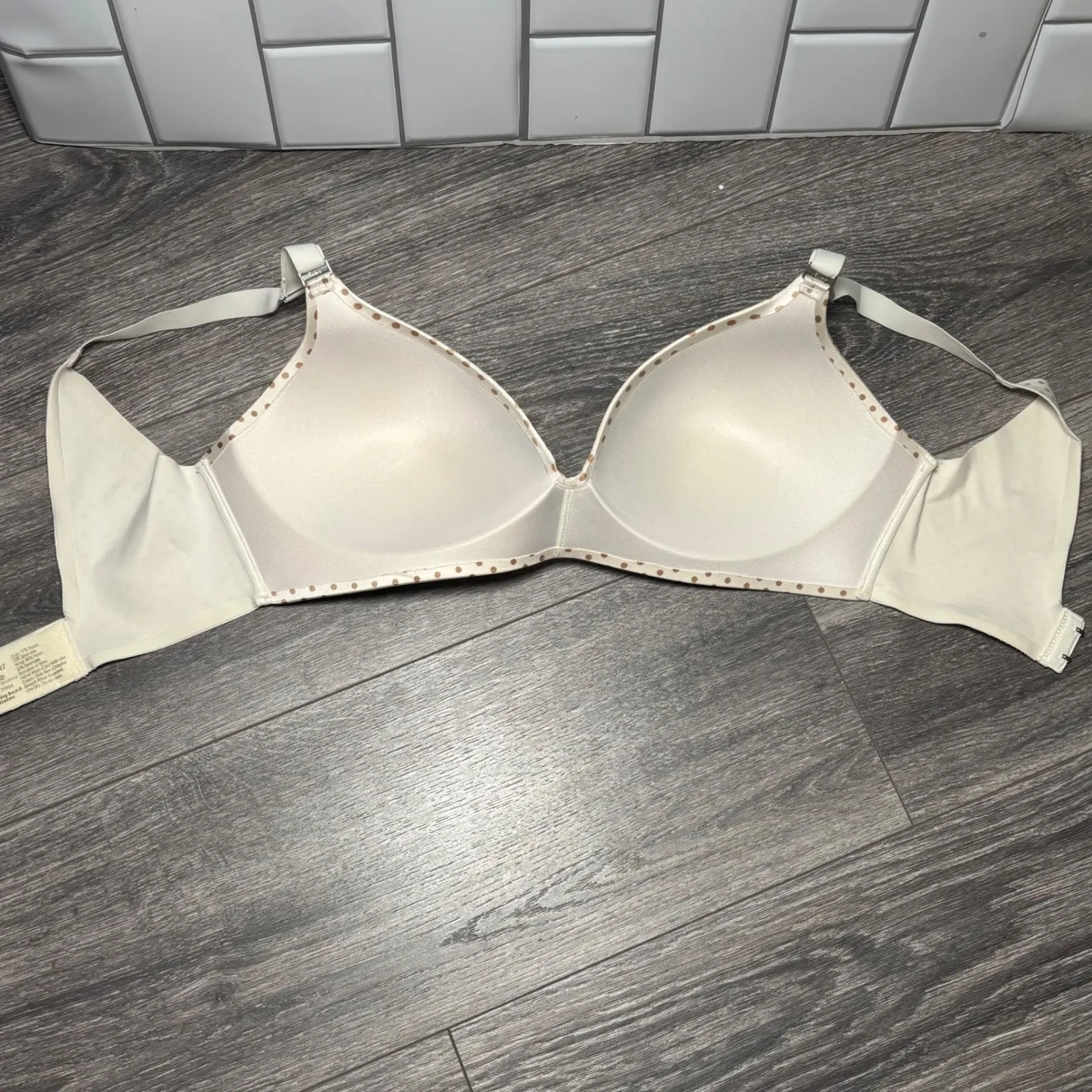 Soma Vanishing Back Wirefree Bra Polka Dot 34D Beige Gold 405 - Image 4