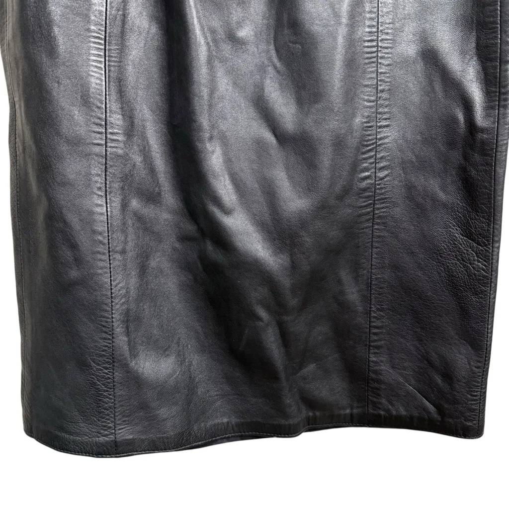 Vintage Leathers by Toby Black Leather Pencil Skirt Made in USA Size 6 - Image 3