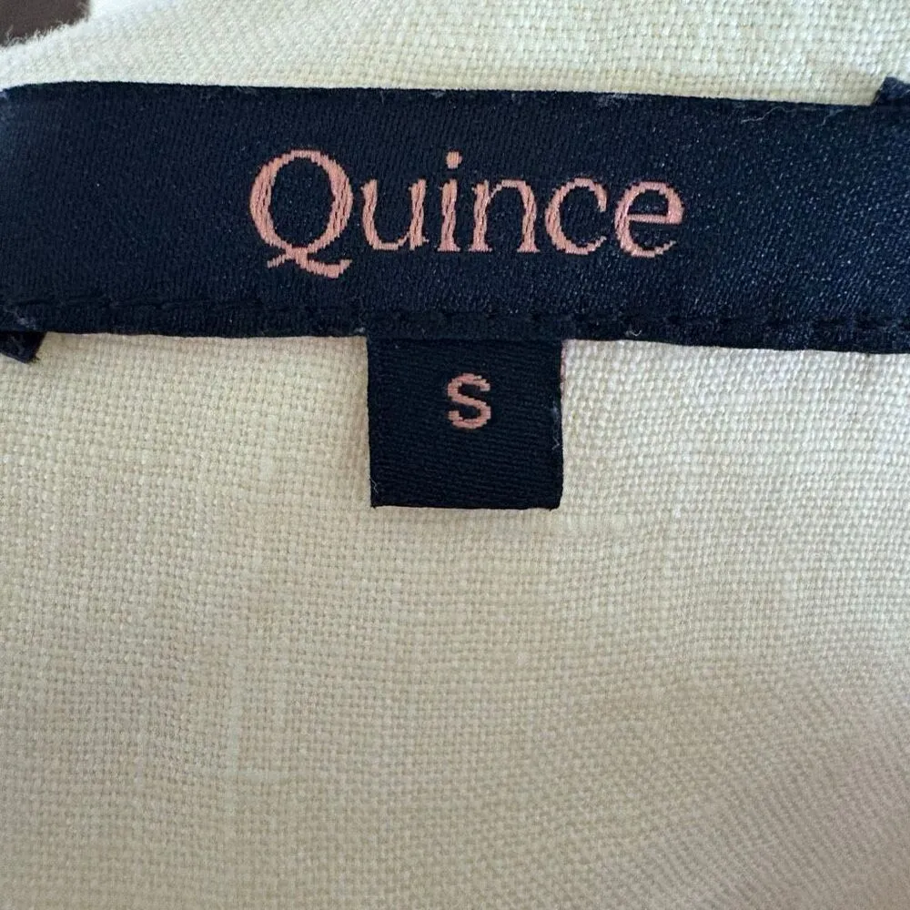 Quince 100% European Linen Short Sleeve Shirt Butter Yellow Lightweight Casual - Image 5