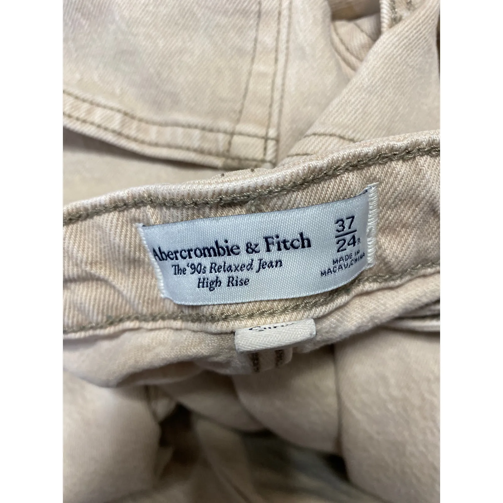 Abercrombie & Fitch The 90s Relaxed Corduroy Beige Khaki Tank Trousers Pants 24 - Image 4
