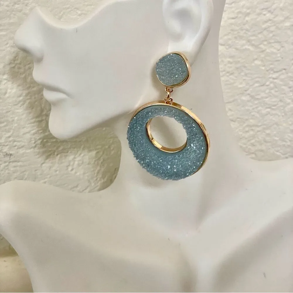 Sugarfix by Baublebar blue sparkly gold tone statement earrings - Image 3