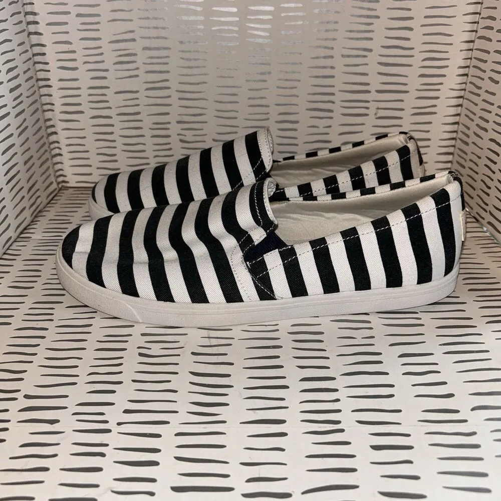 Lands End Navy Blue‎ & White Canvas Casual Slip On Sneaker Flat Shoes Women 8.5 - Image 2