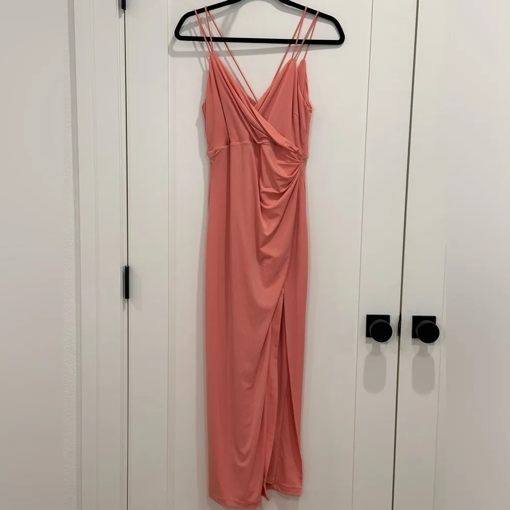 Bardot Bella Faux Wrap Midi Dress 6 Cocktail Coral Valentines Party Cocktail - Image 3