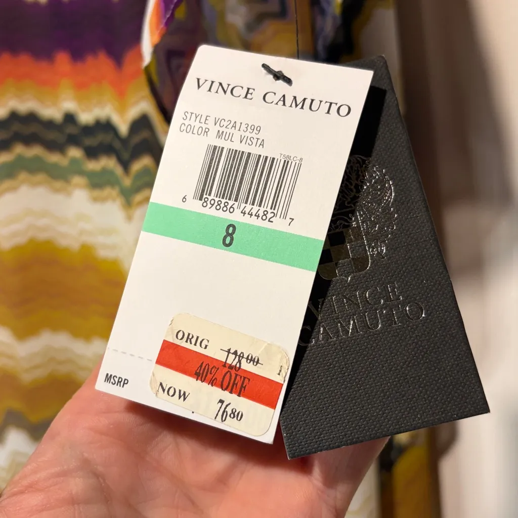 Vince Camuto- NWT Drapy One Shoulder Back Cutout Detail Retro Design Dress- 8 - Image 5