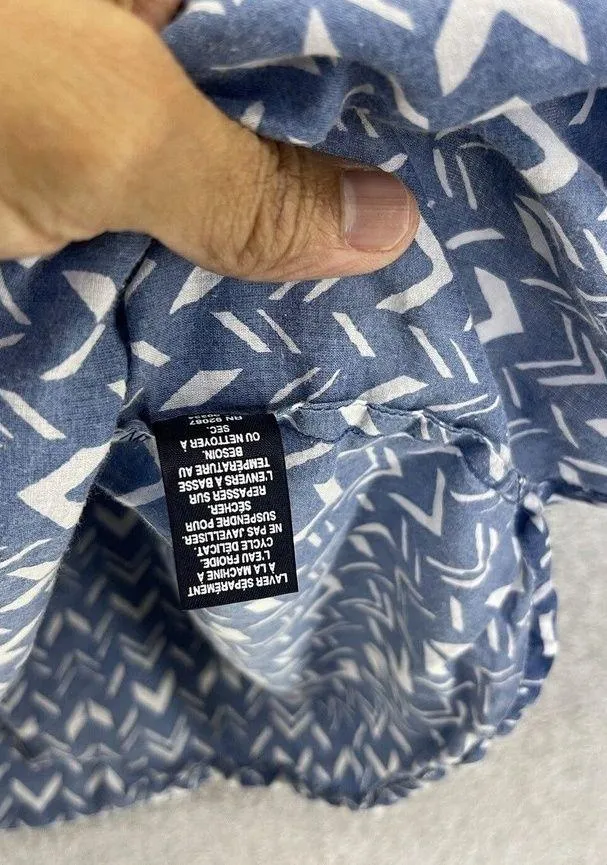 Blue Saks Fifth Avenue Women's Blouse Sleeveless Boho Embroidered Tassel Cotton - Image 5