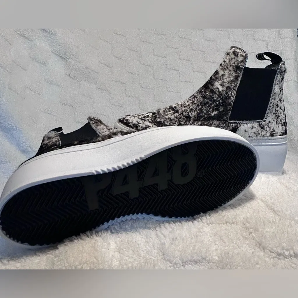 P448 Lucy Calf Hair High Top Platform Pull On Sneaker Size 37 - Image 6