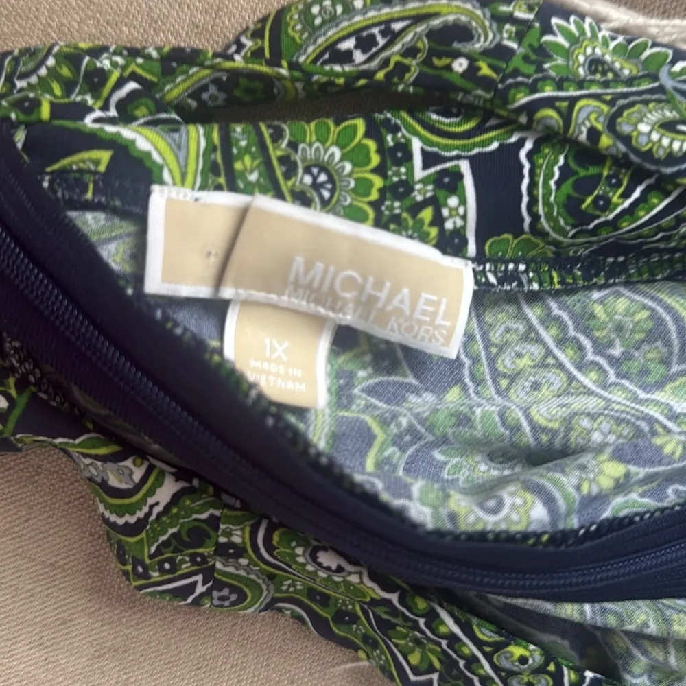 Michael Kors Blue and Green Camisole Top Paisley Tiered Blouse 1X - Image 5