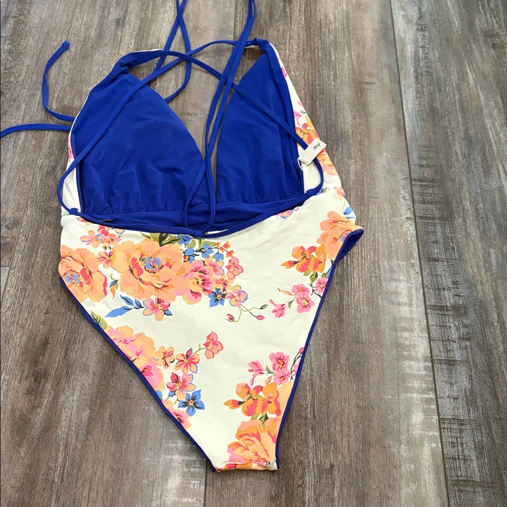 Maaji Blue Floral Safari Reversible One Piece swimsuit size Medium - Image 2